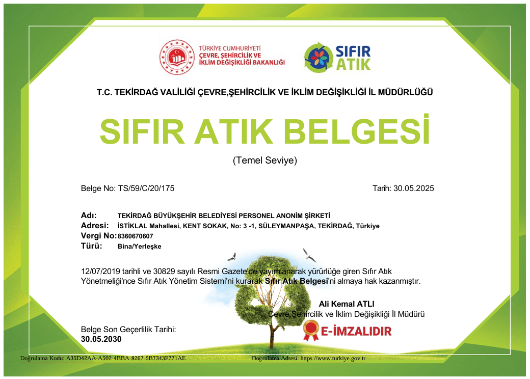 Sıfır Atık Belgesi